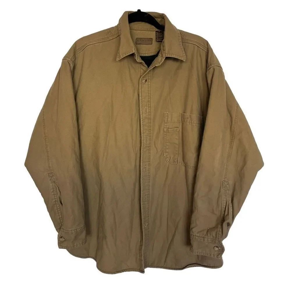 Canyon Creek Men's Khaki Collared Fleece Lined Button Up Shirt Jacket XL